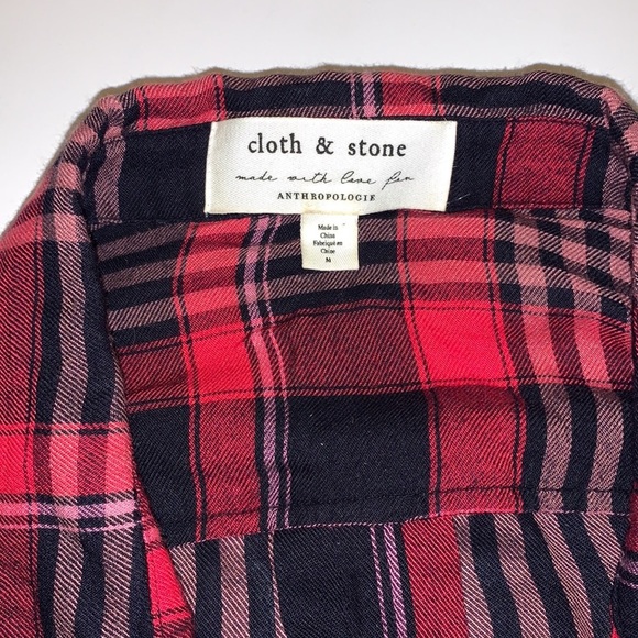 Anthropologie Cloth & Stone Black and Red Plaid Shirt - Women’s Size Medium - Picture 7 of 7